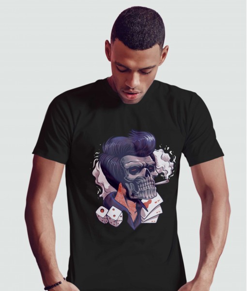 Мъжка тениска с щампа Готика Gambler skull